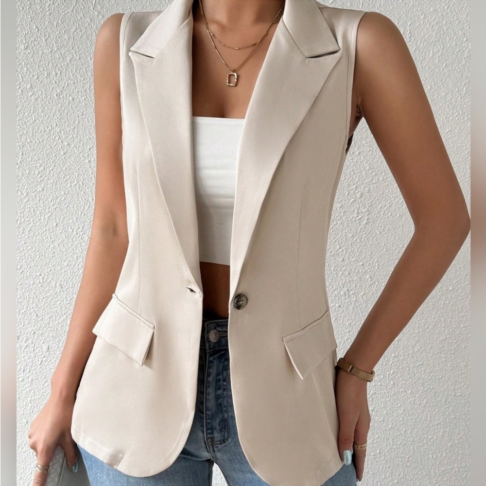 Frenchy Women's Lapel Collar Suit Vest - Picture 1 of 4